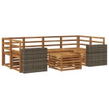vidaXL Set de canapele de exterior 7 pcs natural Lemn Solid de Acacia 3384095