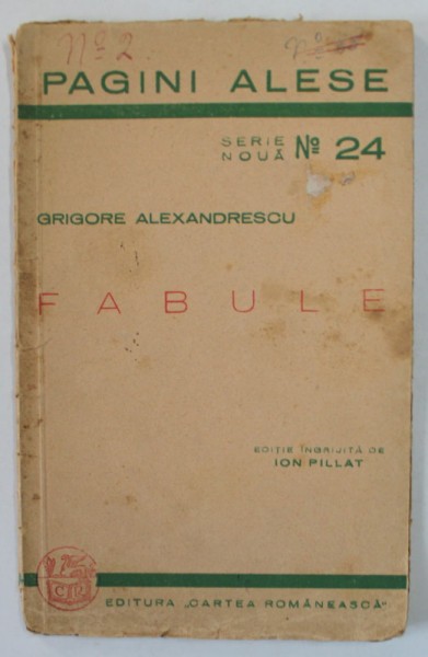 FABULE de GRIGORE ALEXANDRESCU , 1941