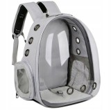 Rucsac Transport Pisici &amp; Animale Mici, Extensibil, Gri, Plastic &amp; Spuma, Aerisit, Bretele Ajustabile, Maner, Max 7kg