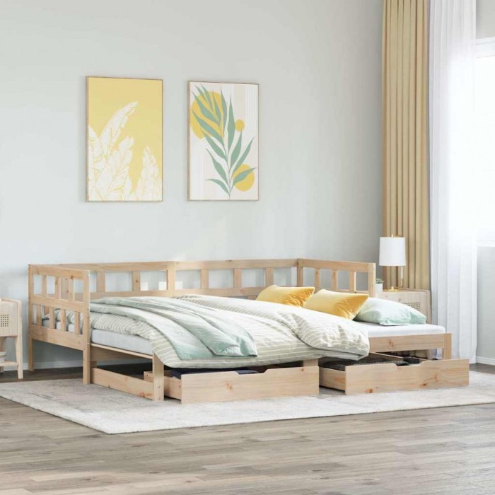 Pat de zi cu extensie și sertare fără saltea, 90x200 cm