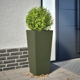 vidaXL Jardiniera Gradina Verde Masliniu 35x35x75 cm Otel Ghiveci Exterior Interior Balcon Terasa