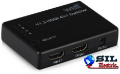 Switch HDMI 4 intrari FullHD V1.3 cu telecomanda Well foto