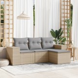 VidaXL Set canapele de grădină, 4 piese, cu perne, bej, poliratan