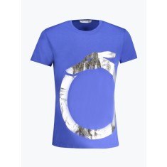 Tricou barbati din bumbac cu logo si croiala Regular fit, TRU2MTS01, Albastru, S