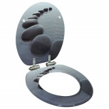 VidaXL Capac WC cu &icirc;nchidere silențioasă, MDF, design pietre
