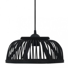 Lampă suspendată, negru, 30x12 cm, bambus, 40 W, semicerc, E27 foto