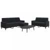 VidaXL Set de canapele cu perne, 3 piese, negru, catifea 3278406
