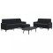 vidaXL Set de canapele cu perne, 3 piese, negru, catifea 3278406