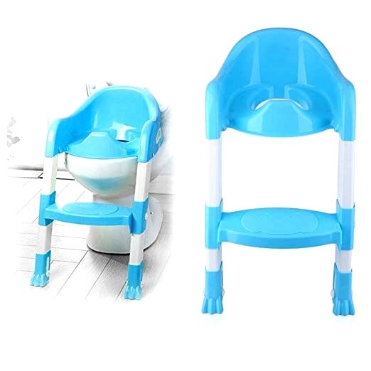 Reductor Copii Pliabil pentru WC Fara Olita, cu Scarita, B069 Albastru CWT