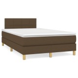 vidaXL Pat box spring cu saltea, maro &icirc;nchis, 120x190 cm, textil
