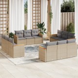 VidaXL Set canapele de grădină, 12 piese, cu perne, bej, poliratan 3225835