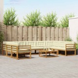vidaXL Set de canapele de exterior cu pernă 10 pcs Natural și Crem 3368188