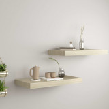 Gossi rafturi de perete suspendate, 2 buc., stejar, 50x23x3,8 cm, mdf