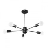 Candelabru Lango Negru Oțel 5 Becuri Neregulate Modern De Interior