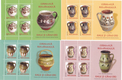 CERAMICA ROMANEASCA,OALE SI CANI III,2008,Lp.1797a,SET MINICOLI,ROMANIA. foto