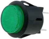 Buton Apasare R13-541BL Verde 16A 250V LED 12VDC, DPST-NO, Montaj Panou &Oslash;25mm, SCI, Terminale 6.35mm