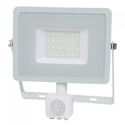 Proiector LED V-tac cu senzor miscare, 30W, 2400 lm, lumina rece, 6400K, IP44, alb foto