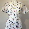 Bluza medicala kimono alba cu imprimeu, model Kids - XXL