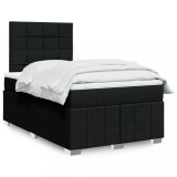 Gossi pat box spring cu saltea, negru, 120x190 cm, catifea