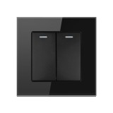 Cumpara ieftin Intrerupator Dublu Cap Scara Cu Panou Din Sticla Securizata Techstar&reg; TGS 01, 220V, 16A, 86 X 86 Mm, Negru, cu 2 Module