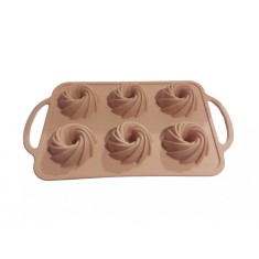 Tava din silicon pentru prajituri, Spirala 6 cavitati, 27 cm, CooKstyle, 130COF