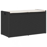 vidaXL Bancă depozitare &icirc;n aer liber cu pernă Neagră 100 cm Poly Ratan