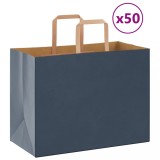 VidaXL Saci de h&acirc;rtie 50 buc cu m&acirc;nere Albastru 32x17x25 cm