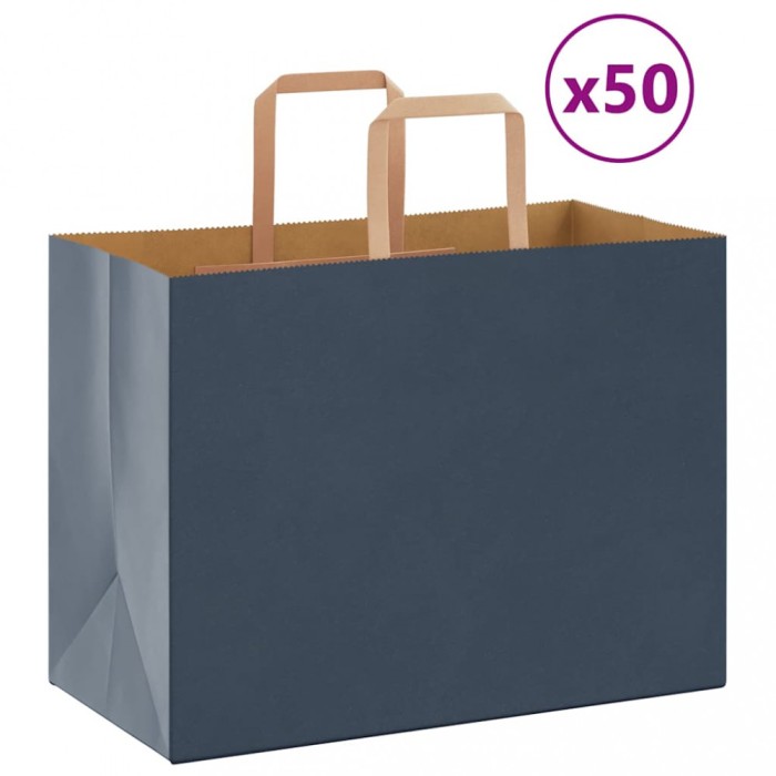 vidaXL Saci de h&acirc;rtie 50 buc cu m&acirc;nere Albastru 32x17x25 cm 4101915