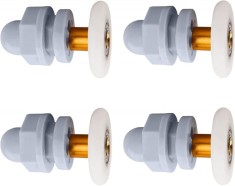 Set 4 role pentru usa de dus, Rezistente la uzura, Diametru 23 mm, Cupru/Nylon, Alb/Gri