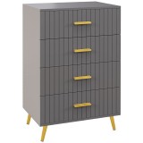 HOMCOM Comodă Modernă cu 4 Sertare, Unitate Sertar Depozitare cu Picioare din Aluminiu, 60x40x90 cm, Gri &Icirc;nchis