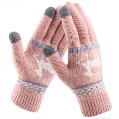 Manusi Touchscreen - Techsuit Raindeer Woolen (ST0002) - Pink foto