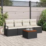 VidaXL Set canapea pentru grădină 5 pcs Negru, alb 55 x 55 x 37 cm