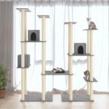 VidaXL Ansamblu pisici, st&acirc;lpi din funie sisal, gri deschis, 174 cm