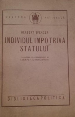 Herbert Spencer, INDIVIDUL IMPOTRIVA STATULUI, 1924 foto