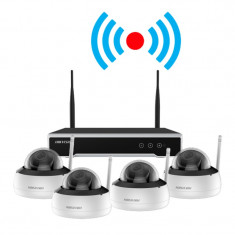 Kit supraveghere video wireless, 4 camere dome 4MP cu NVR 4 canale - HIKVISION foto