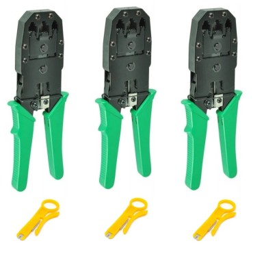 Set 3 clesti de sertizare cablu de retea, mufe LAN RJ45 RJ12 RJ11 cu cutite de taiere incluse foto