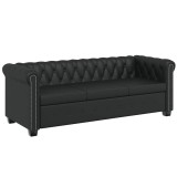 Cumpara ieftin Canapea Chesterfield cu 3 locuri, piele artificiala, negru
