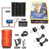 Kit pachet gard electric 12 Joule 12 220V panou baterie 12ah fir 500m (BK87122-500-30w-12ah), Breckner Germany