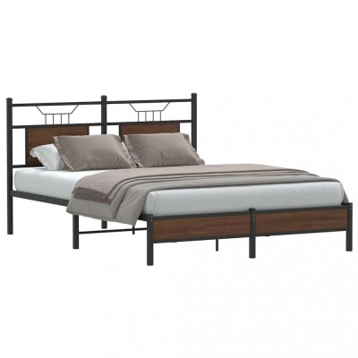 vidaXL Cadru pat fără saltea, stejar maro, 137x190 cm, lemn prelucrat 4106997 foto