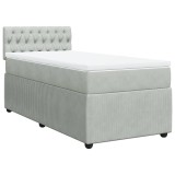 Cumpara ieftin Pat continental cu saltea, gri deschis, 80x200 cm, catifea