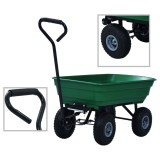 vidaXL Cărucior manual de grădină basculabil, verde, 300 kg, 75 L
