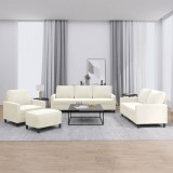 VidaXL Set de canapele cu perne, 4 piese, crem, catifea