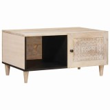 vidaXL Masă de cafea cu raft Bej 80 x 50 x 40 cm Lemn masiv de mango