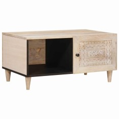 vidaXL Masă de cafea cu raft Bej 80 x 50 x 40 cm Lemn masiv de mango 4018120