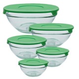 Set 5 Caserole Boluri Sticla cu Capace din Plastic GR336