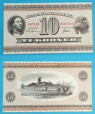 Danemarca 10 Kroner 1973 &amp;#039;Andersen/Berze&amp;#039; aUNC+ serie: C6733B 5067300 p44 foto