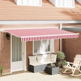 vidaXL Cortina Retractabilă Roșu, Alb 400 x 200 cm Poliester, Aluminiu