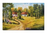 Cumpara ieftin Tablou peisaj la bunici pictat manual, Amintiri din copilarie, 120x80cm ulei pe panza, Fabulos