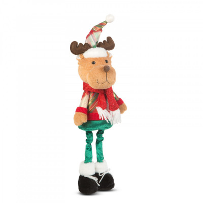 Figurină textilă de Crăciun &amp;ndash; cu picioare telescopice &amp;ndash; 95 x 25 x 20 cm &amp;ndash; ren foto