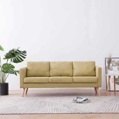 vidaXL Canapea cu 3 locuri, verde, material textil foto